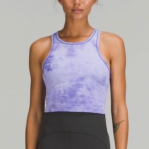 NWT Lululemon Ebb to Street cropped tank Size 10 Marble Dye Indigo